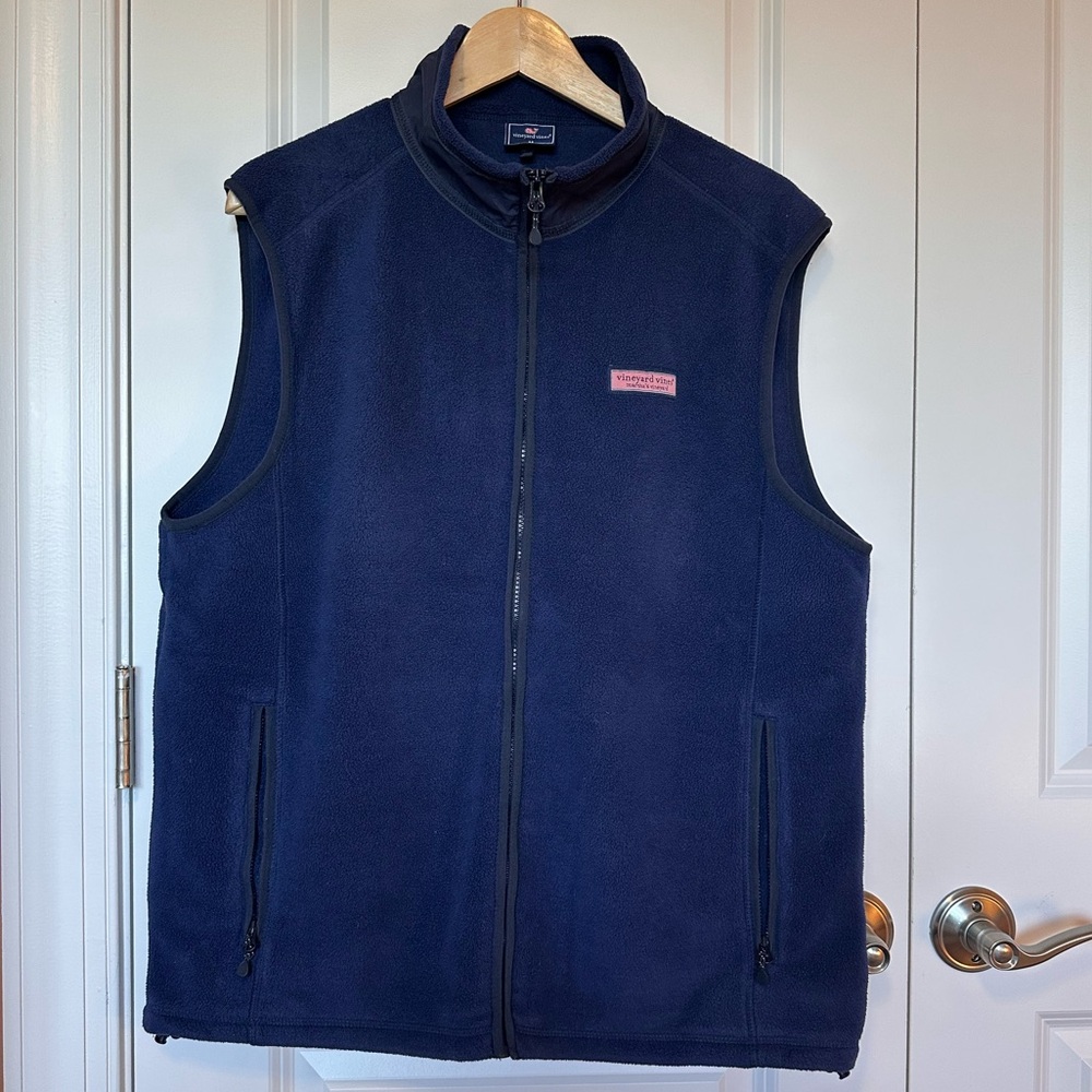 Vineyard Vines Navy Blue Fleece Vest, Men’s size M